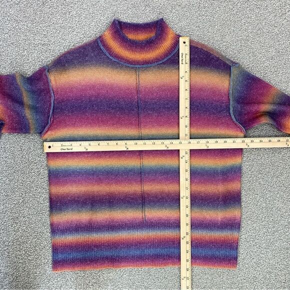 BeachLunchLounge Ombre Rainbow Mock Neck Sweater Large Space Dye Stripe - Picture 14 of 15